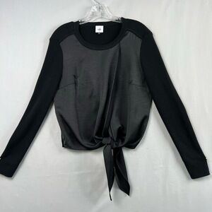 Cabi Sweater Womens Small Black Tie Waist Pullover Knit Satin #4288